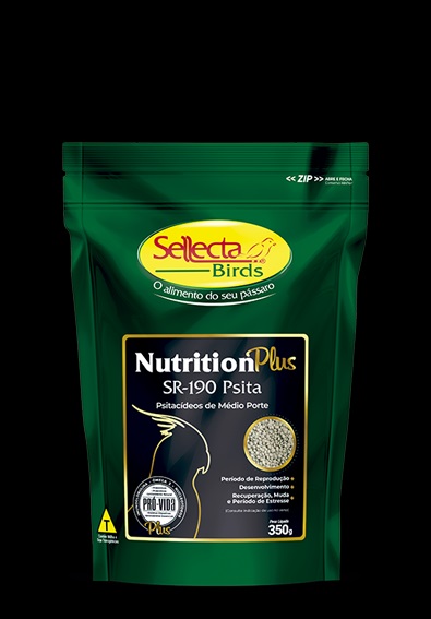 SELLECTA Nutrition Plus SR-190 PSITA - M�dio Porte 350g REPRODU��O- calopsita- ring neck- rosela- maritaca- ararajuba