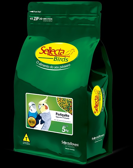 Sellecta Extrusados Premium Periquito, Agapornis e Calopsita 5kg - Periquito, agapornis, calopsita, forpus e demais aves adultas de mesmos h�bitos alimentares