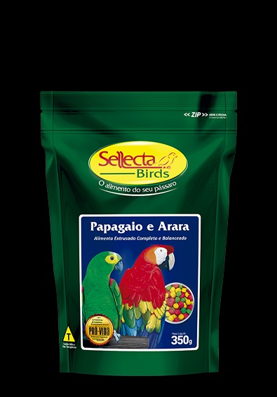Sellecta Extrusados Premium Papagaio e Arara 350g-Papagaio, arara, cacatua e demais aves de mesmos h�bitos alimentares.