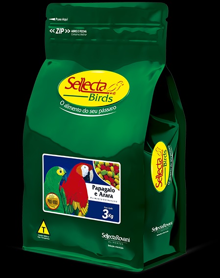 Sellecta Extrusados Premium Papagaio e Arara 3kg-Papagaio, arara, cacatua e demais aves de mesmos h�bitos alimentares.