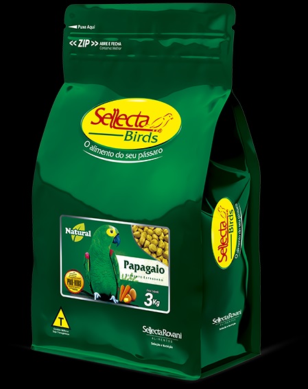 Sellecta Extrusados Premium Natural Papagaio Natural 3kg - Papagaio, arara, cacatua e demais aves adultas de mesmos h�bitos alimentares