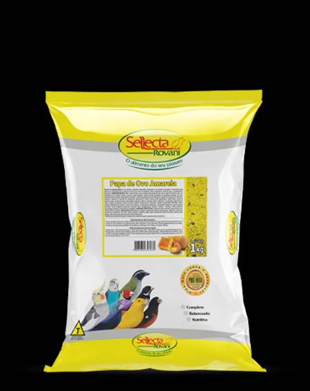 Sellecta Papas Papa de Ovo Amarela 1kg - Can�rio, azul�o, frade, diamante de gould, trinca-ferro, p�ssaro preto, sanha�o, sabi� e outros p�ssaros adultos de mesmos h�bitos alimentares.
