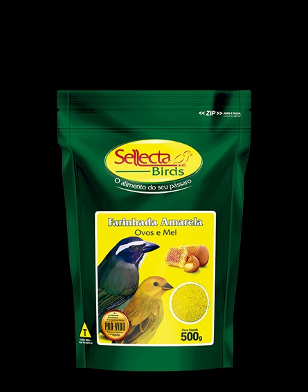 Sellecta Farinhadas Farinhada Amarela Ovos e Mel 500 g - Can�rio, azul�o, frade, diamante de gould, trinca-ferro, p�ssaro preto, sanha�o, sabi� e outros p�ssaros adultos ou em desenvolvimento e de mesmos h�bitos alimentares