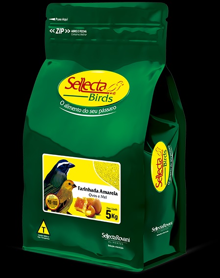 Sellecta Farinhadas Farinhada Amarela Ovos e Mel 5kg - Can�rio, azul�o, frade, diamante de gould, trinca-ferro, p�ssaro preto, sanha�o, sabi� e outros p�ssaros adultos ou em desenvolvimento e de mesmos h�bitos alimentares