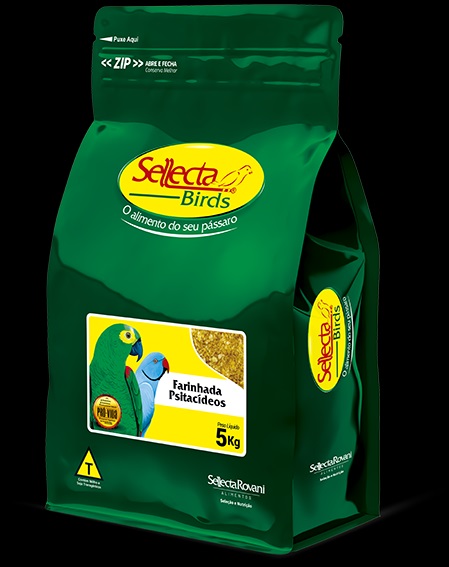 Sellecta Farinhadas Farinhada Psitac�deos 5kg-Ring neck, grande alexandre, arara, maritaca, calopsita, periquito, rosela, ararajuba, cacatua, papagaio do congo e demais aves de mesmos h�bitos alimentares