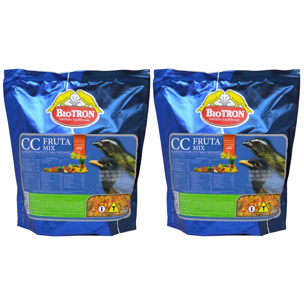 CC - Frutamix BIOTRON - Papa de Fruta - 500g. � uma papa de frutas para p�ssaros frug�voros: Pombas de Frutas, Trinca Ferro, Sabi�s, Neophemas, Ring Neck, Rosellas e demais Frug�veros.