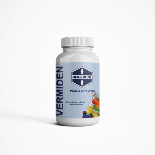 Vermiden - 100 c�psulas - Vermiden � um premix vitam�nico e energ�tico indicado para potencializar a sa�de dos p�ssaros beneficiando o manejo de verminoses. Vermiden � indicado para todas as esp�cies de aves ornamentais.