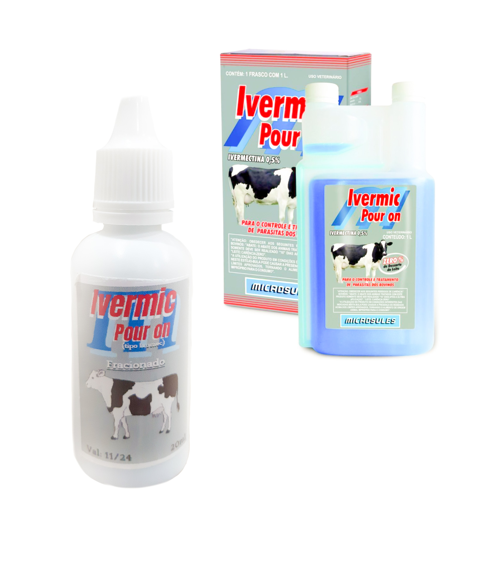 IVERMIC POUR ON AZUL (TIPO IVOMEC POUR ON) - FRACIONADO DE 20 ML (COM VALIDADE 11/24)