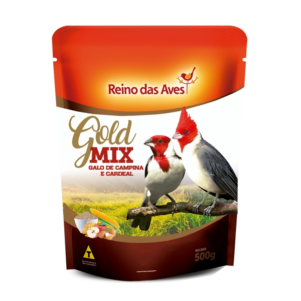 GOLD MIX PARA GALO DE CAMPINA E CARDEAL COM 500 GRAMAS - REINO DAS AVES