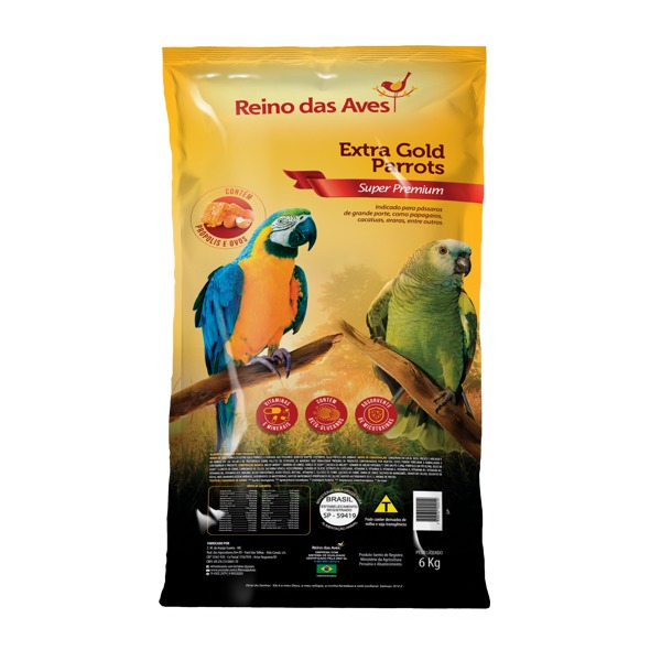 EXTRA GOLD PARROTS DE 6 KG (QUILOS) - REINO DAS AVES