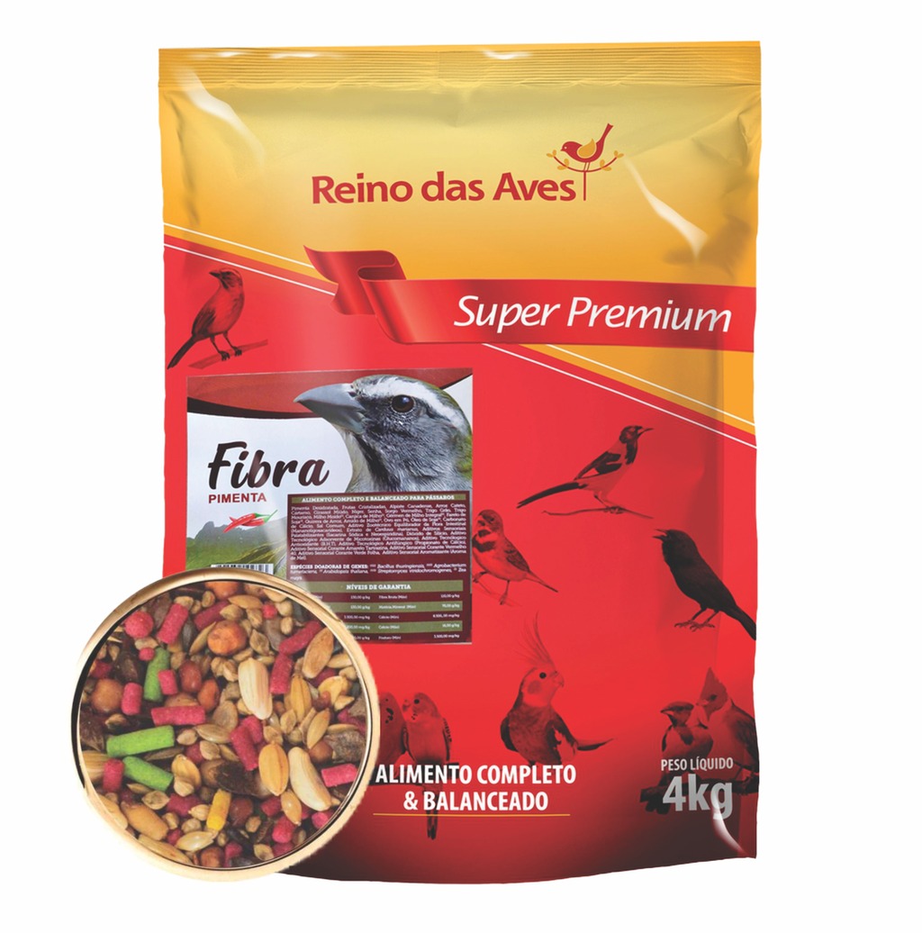 REINO FIBRA PIMENTA 4 KG - REINO DAS AVES