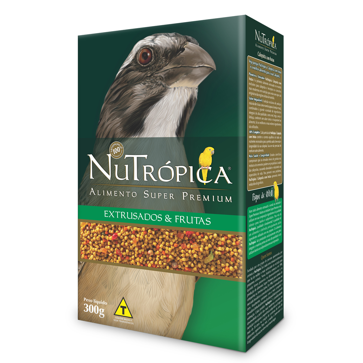 NUTR�PICA TRINCA FERRO E FRUTAS E PIMENTA - 300 GRAMAS (pixarros), sanha�o, sa�ras e demais aves frug�voras de pequeno porte.